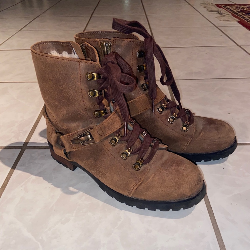 Ugg Fritzi Lace Up Ankle Boot Brown Leather